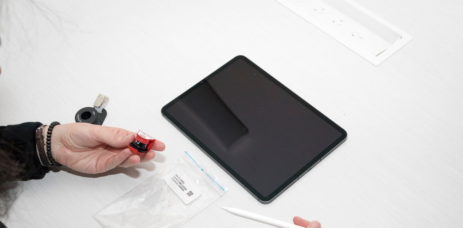 Sample cassette logged on a tablet at the point of collection